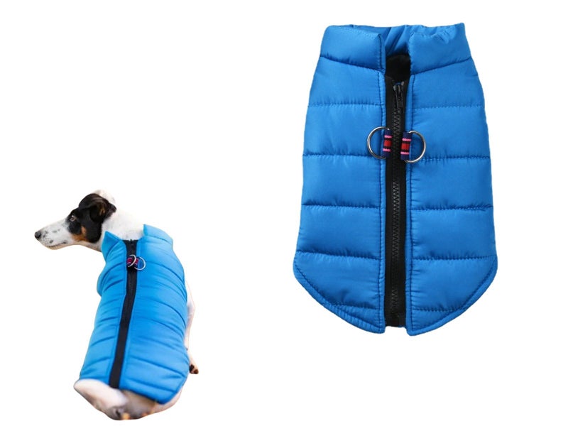 Dog Jacket Padded Pet Clothes with Zipper Warm Vest Coat Winter Blue XL Carousel 1