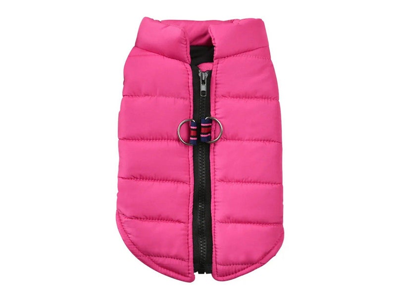 Dog Jacket Padded Pet Clothes with Zipper Warm Vest Coat Winter Rose Red XL Carousel 2