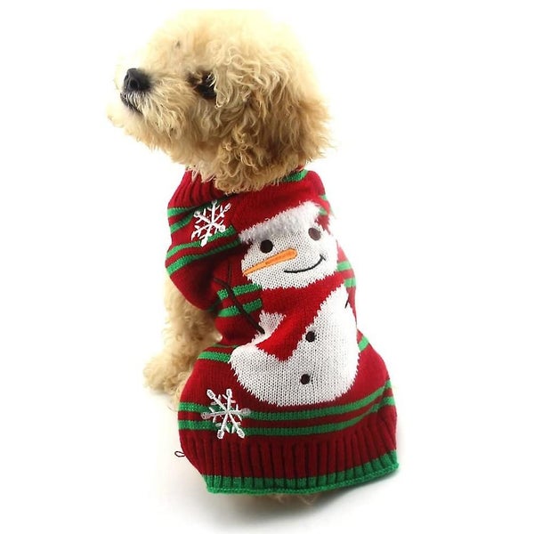 Festive Pet Attire Striped Snowman New Year Dog Sweater For Fall And Winter Carousel 1