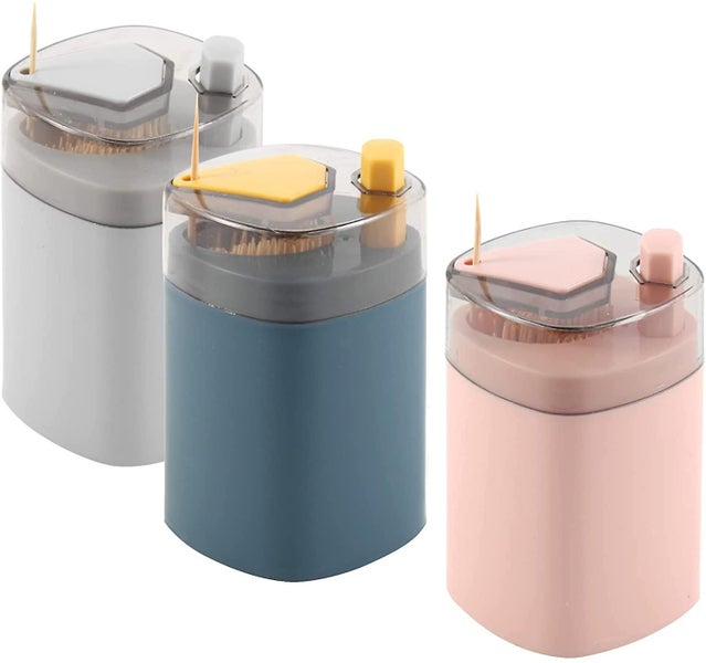 3 Pcs Toothpick Holder Dispensers Pop-up Automatic Tooth Pick Dispenser For Kit Carousel 1