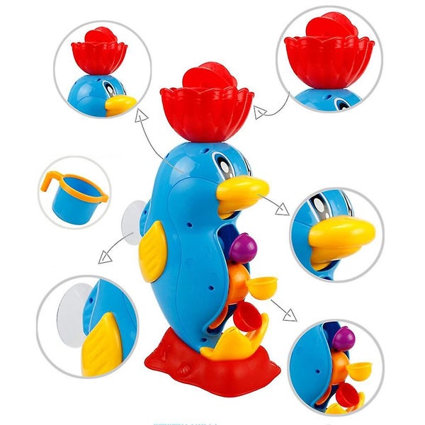 Baby Bathing Toys Bath Toy Little Yellow Duck Waterwheel Children Playing Water Carousel 5