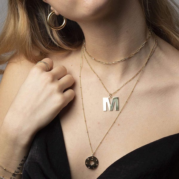 18k Gold Paperclip Chain Choker Satellite Chain Lava Bead Pendant Necklace Dain Carousel 2