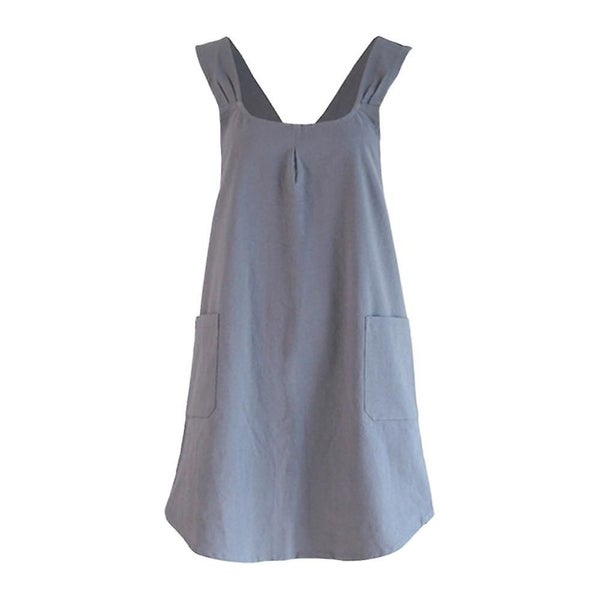 Linen Cross Back Kitchen Cooking Aprons For Women With Pockets Cute For Baking Carousel 1