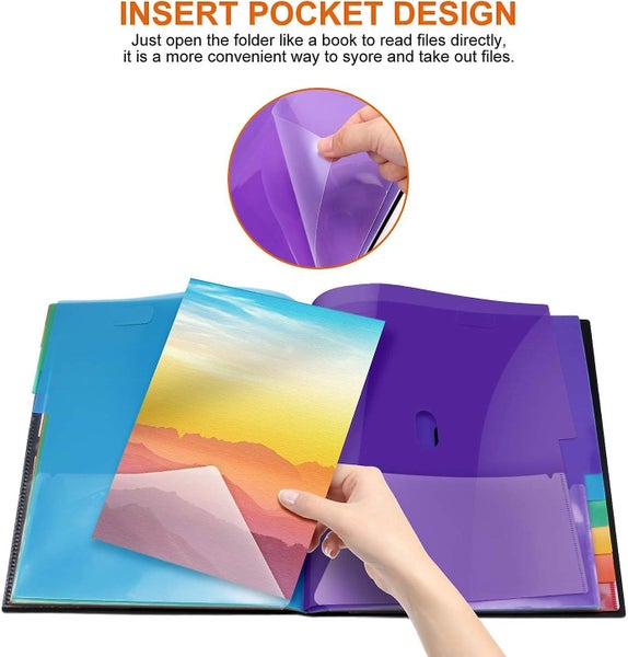 Expanding Project Sorter - 24 Pockets Poly Document Organizer With Rainbow Acco Carousel 5