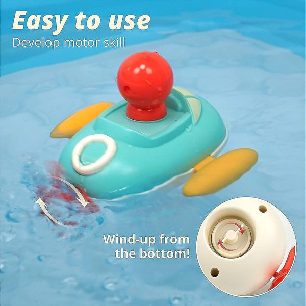 Speedboat Toy Wind-up Moving Speedboat With Spinning Rear Propeller Squirt Bath Carousel 2