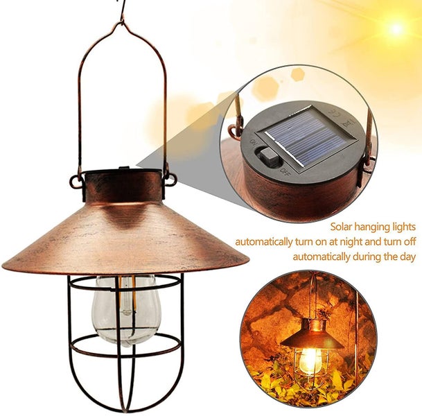Solar Lantern Outdoor Hanging Waterproof Vintage Metal Solar Lantern Light With Carousel 5