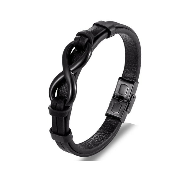 Stainless Steel Leather Bracelet Infinity Logo Special Popular Pattern Menand... Carousel 1