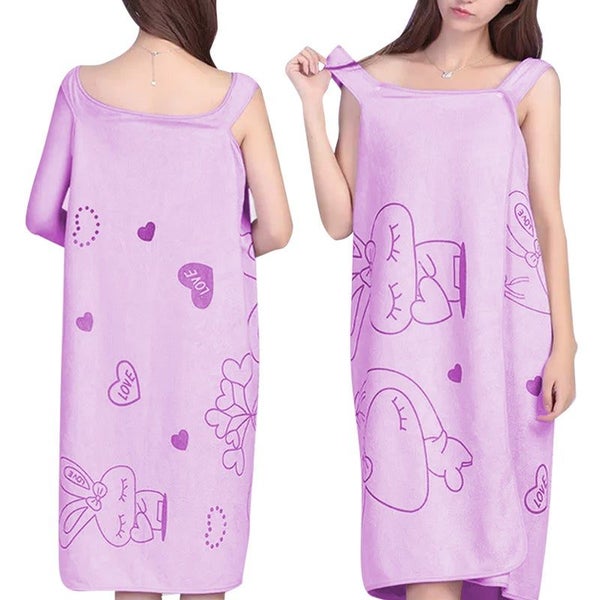 Women Quick Drying Shower Wrap Wearable Towel Body Spa Bath Dress Carousel 1
