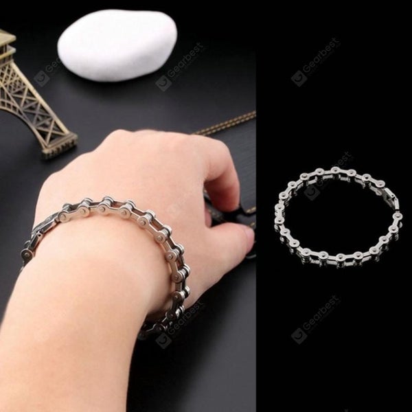 Men Bike Bicycle Motorcycle Chain Bracelet Bangle Punk Titanium Steel Bracele... Carousel 3