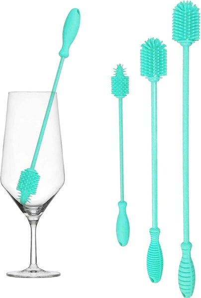Silicone Bottle Brush Set Of 3 Bottle Cleaner Brushes With Long Handle blue Carousel 1
