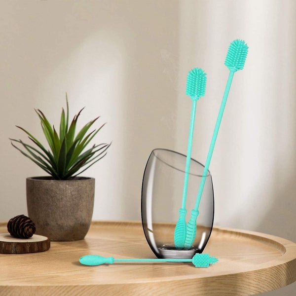 Silicone Bottle Brush Set Of 3 Bottle Cleaner Brushes With Long Handle blue Carousel 5