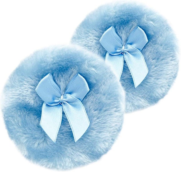 Large Fluffy Powder Puff Soft Face And Body Cosmetic Powder Puff blue Carousel 1