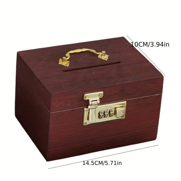 Password Lock Piggy Bank For Adults Wooden Household Piggy Bank Childrens House Carousel 2
