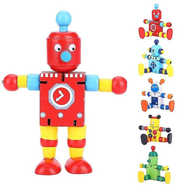 5pcs/set Novelty Wooden Robot Toy Transformation Learning Colorful Wooden Toy F Carousel 1