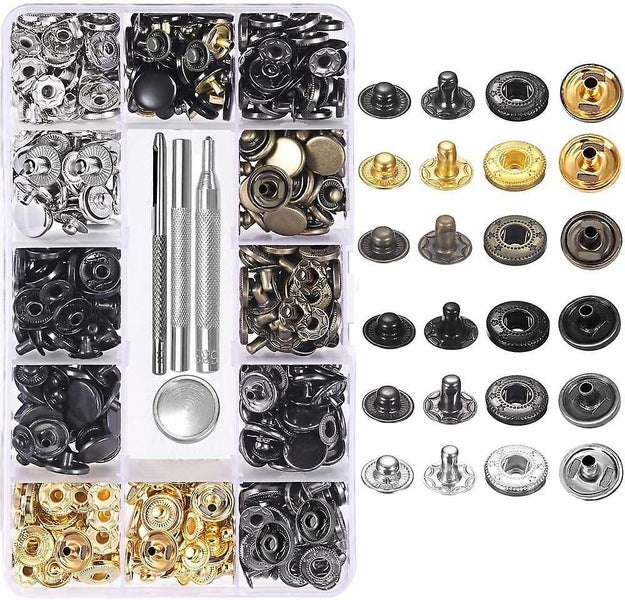 Set Of 120 Leather Press Studs Kit 6 Color Metal Press Studs With 4 Fixing Tool Carousel 1