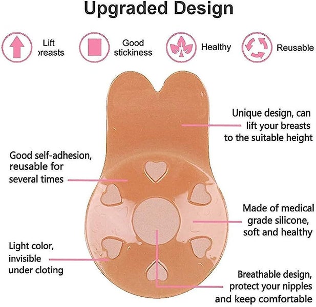 Sticky Bra Adhesive Invisible Bra - Backless Strapless Reusable Push Up Lift Ni Carousel 2