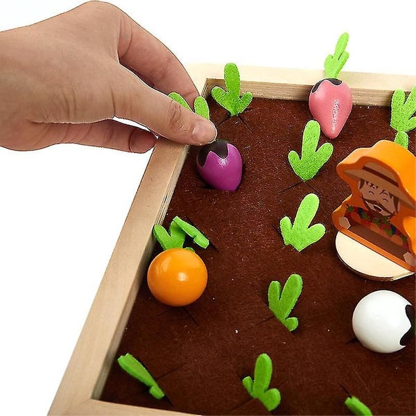 Wooden Toy Baby Pull Toy Carrot Shape Matching Size Educational Children Wooden Carousel 5