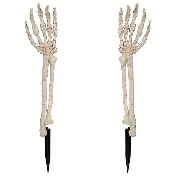 2 Pcs Skeleton Arm Lawn Lamp Halloween Decor Lights Solar Powered Yard Props Carousel 1
