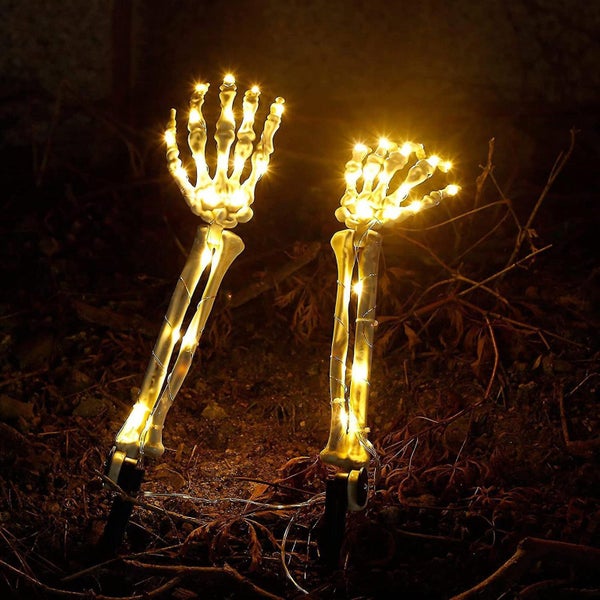 2 Pcs Skeleton Arm Lawn Lamp Halloween Decor Lights Solar Powered Yard Props Carousel 2