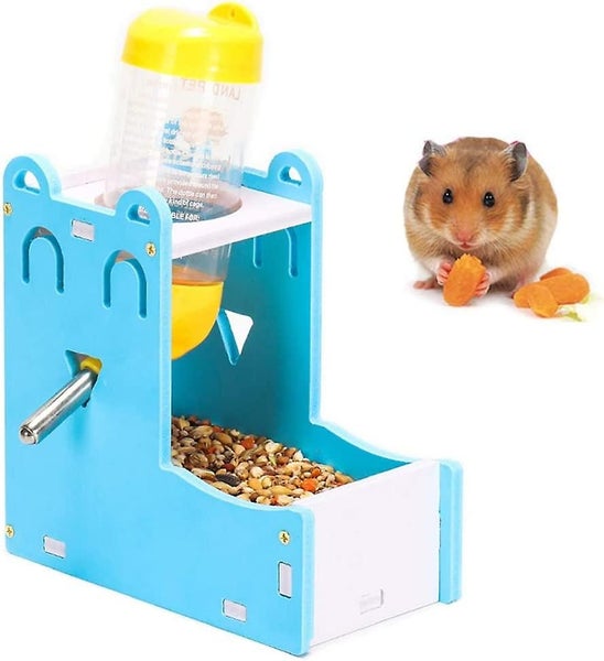 2 In 1 Hamster Hanging Water Bottle Pet Auto Dispenser With Base blue Carousel 1