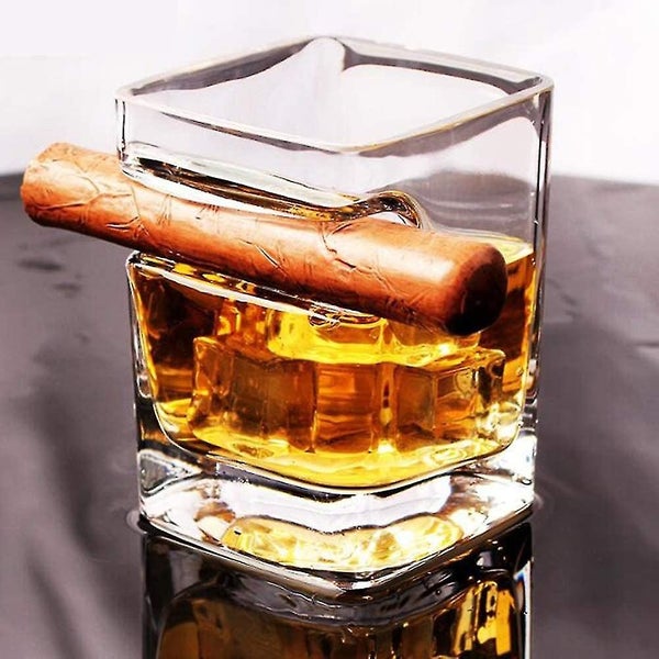 cigar Glass Whiskey Glass Cup With Cigar Holder Transparent Glass Wine Set Gif Carousel 1