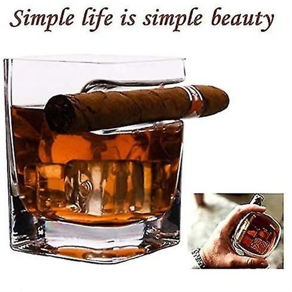 cigar Glass Whiskey Glass Cup With Cigar Holder Transparent Glass Wine Set Gif Carousel 4