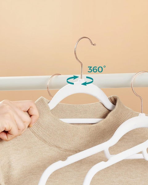Velvet Coat Hangers - White & Rose Gold (Set of 50) Carousel 7