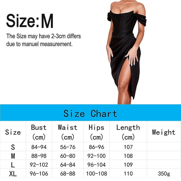 Women's Black Off shoulder Corset Dress With High Split Se x y Party Wedding Mi Carousel 2
