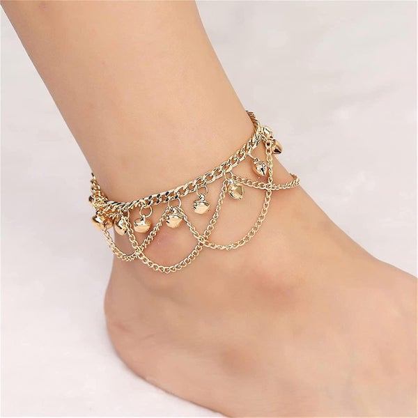 Vintage Boho Bell Anklet Beads Tassel Chain Beach Barefoot Foot Chain For Women Carousel 2