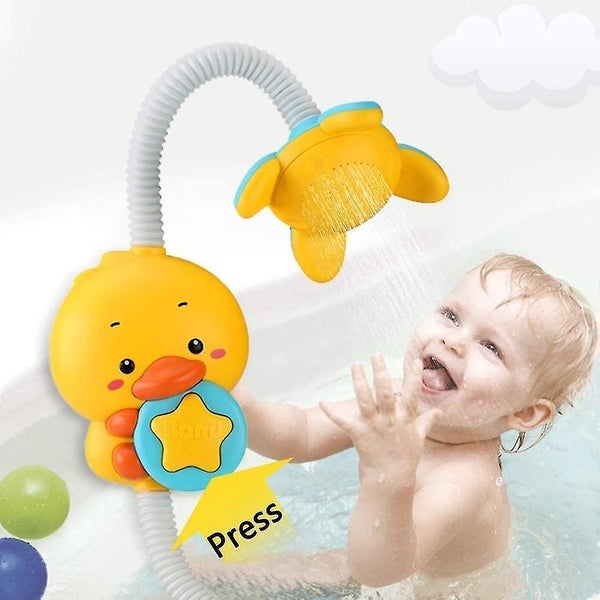 Big Yellow Duck Shower Baby Play Water Toy Flower Spray Baby Bathroom Bath Toy Carousel 1