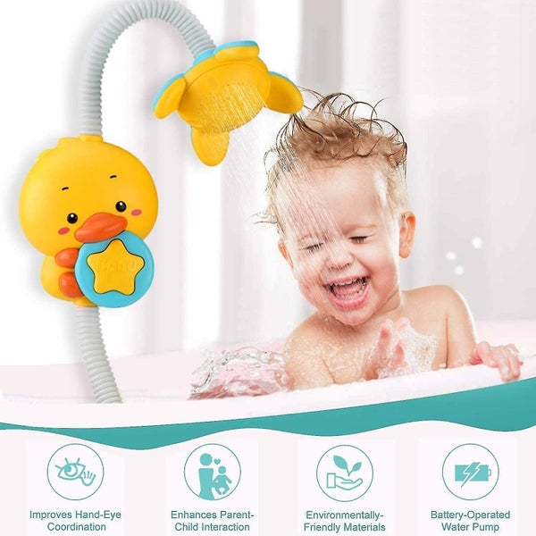 Big Yellow Duck Shower Baby Play Water Toy Flower Spray Baby Bathroom Bath Toy Carousel 2