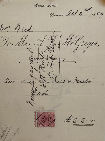 ANTIQUE INVOICE: Mrs. A. McGregor - Teacher of Dancing 1899 Carousel 1