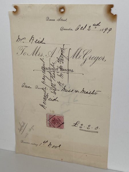 ANTIQUE INVOICE: Mrs. A. McGregor - Teacher of Dancing 1899 Carousel 2