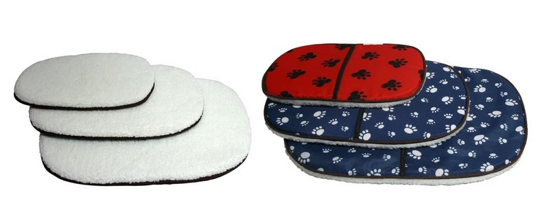 DOG BED - PADDED OVAL LARGE 65CM X 50CM RED PAW w/SHERPA Carousel 1