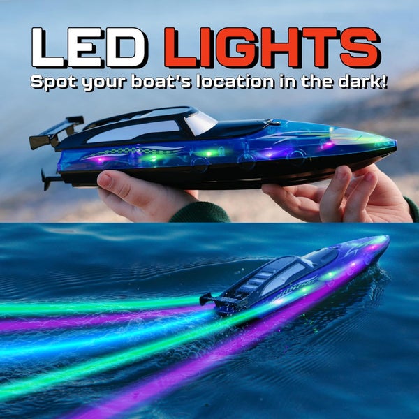 Remote Control Boat with LED Lights for Kids Ages 8-12 Carousel 1