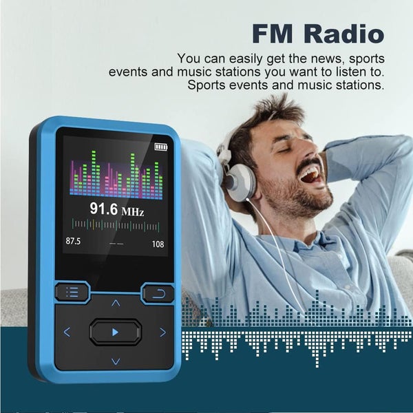 32GB Clip On MP3 Player with Bluetooth 5.0 (Blue) Carousel 1