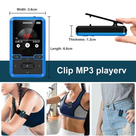 32GB Clip On MP3 Player with Bluetooth 5.0 (Blue) Carousel 5