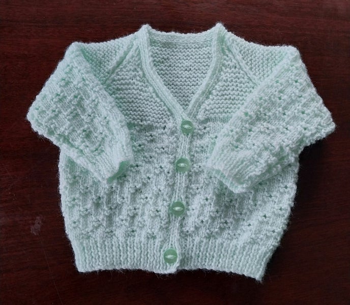 hand knitted Mint Green cardigan 2 - 3 months62863864727426116