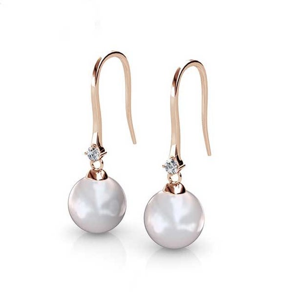Rose-Gold Earrings with Austrian crystals and Pearls "Lorraine" Carousel 1