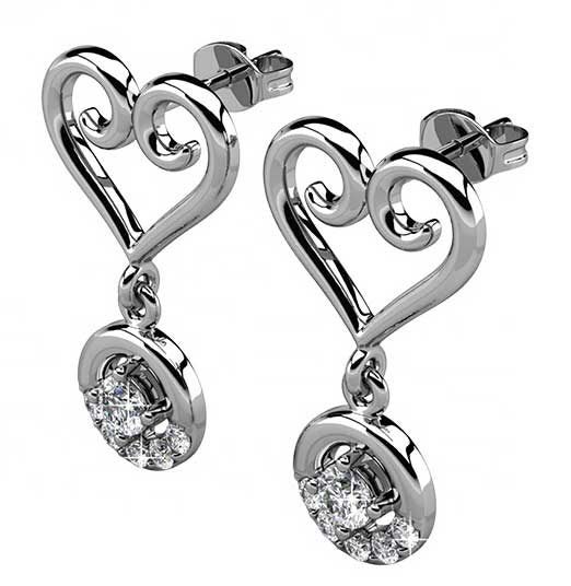 18K White-gold Koru Crystal Heart Earrings "Hailey" Carousel 2