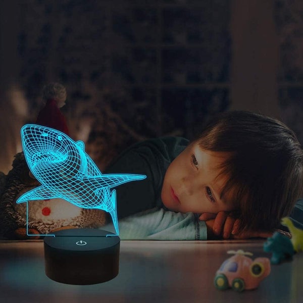 Battery Operated 3D Illusion Shark Lamp Night Light for Kids Room and Decoration Carousel 10