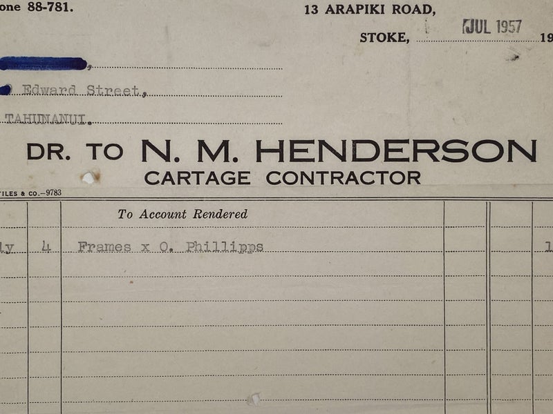 VINTAGE INVOICE: N. M. Henderson - Cartage Contractor 1957 Carousel 1
