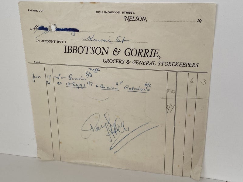 VINTAGE INVOICE: Ibbotson & Gorrie, Nelson - Grocers and Storekeepers Carousel 2