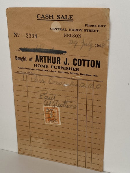 VINTAGE INVOICE: Arthur J. Cotton, Nelson - Home Furnisher 1948 Carousel 2
