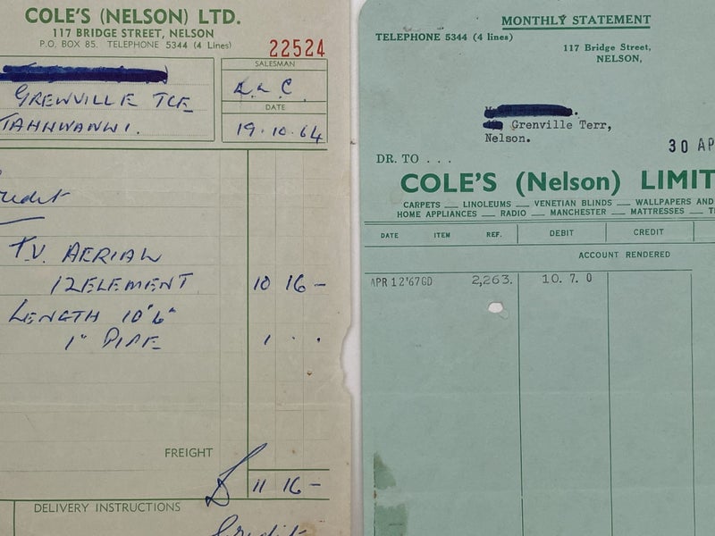VINTAGE INVOICE: G. A. Coles (Nelson) Ltd 1964 Carousel 1