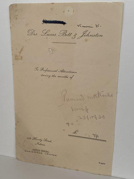 VINTAGE INVOICE: Dr Lucas Bett & Johnston 1930 Carousel 2