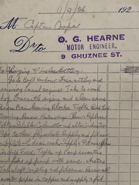 ANTIQUE INVOICE: O.G. Hearne - Motor Engineer 1926 Carousel 1