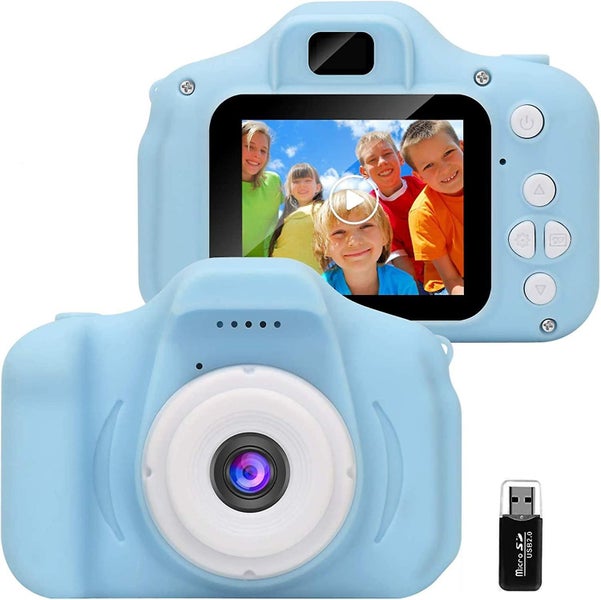Mini Rechargeable Kids Digital Camera Mini Camera blue + 32g Memory Card + Card Carousel 1
