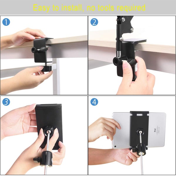 360 Degree Rotating Bed Tablet Mount Holder Stand with Aluminum Arm Carousel 5