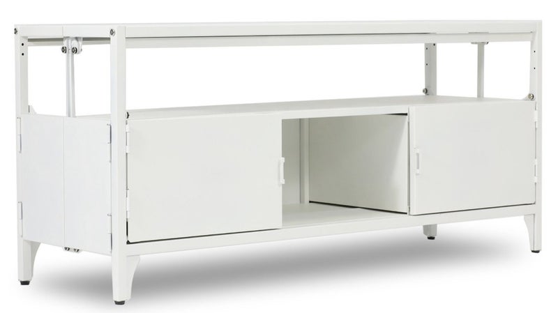 Fraser Country Metal Faster Setup Foldable Double Door TV Cabinet - White Carousel 1